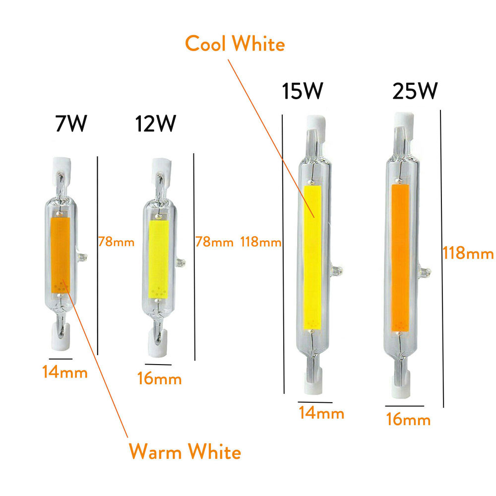 Dimmbare R7s LED 78mm 118mm 7W 12W 15W 25W COB Leuchtmittel Keramik Glas Rohr licht Ampulle Ersatz Halogen Bombillas Scheinwerfer