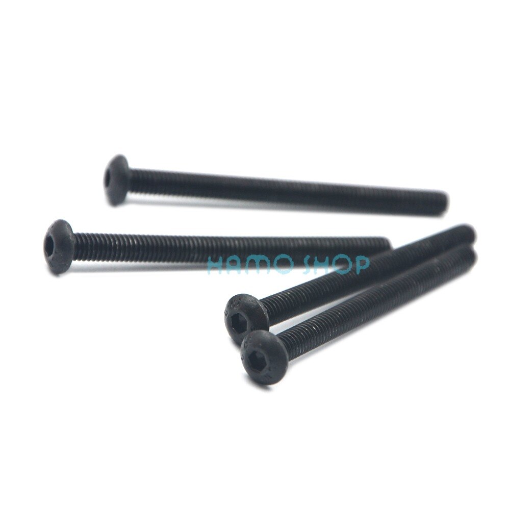 50pcs M4 Metric Thread BHCS Black Head Hex Socket Cap Screw Alloy Steel Button Allen Bolt
