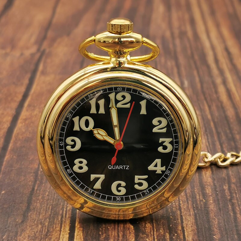 Retro silver steampunk skivspelare kvarts fickur fob kedja hänge för män kvinnor reloj de bolsillo: Guld-