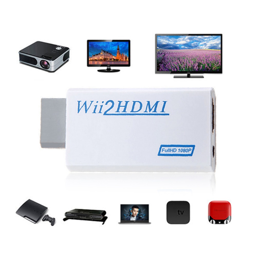 Para Nintendo para Wii sin complicaciones Plug and Play para Wii a HDMI 1080p Adaptador convertidor Wii2hdmi 3,5mm caja de Audio para Wii-link
