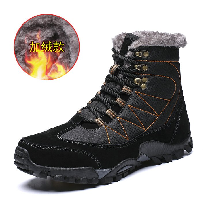 Nouveaux hommes hiver neige bottes décontracté hommes avec des bottes en peluche chaussures pour hommes bottines 39-44: Black / 40
