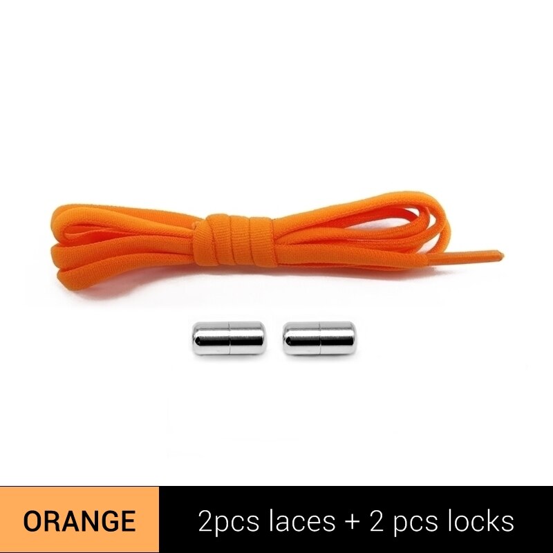 Schnell Elastische Schnürsenkel Metall sperren Schnürsenkel Für freundlicher Erwachsene Turnschuhe: Orange