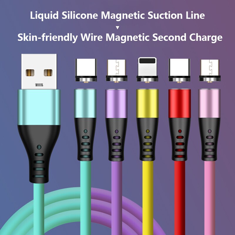 1 Meter Silicone Magnetic USB Cable Charger Fast Charging Magnet Charge Wire Cord For IPhone Android TXTB1