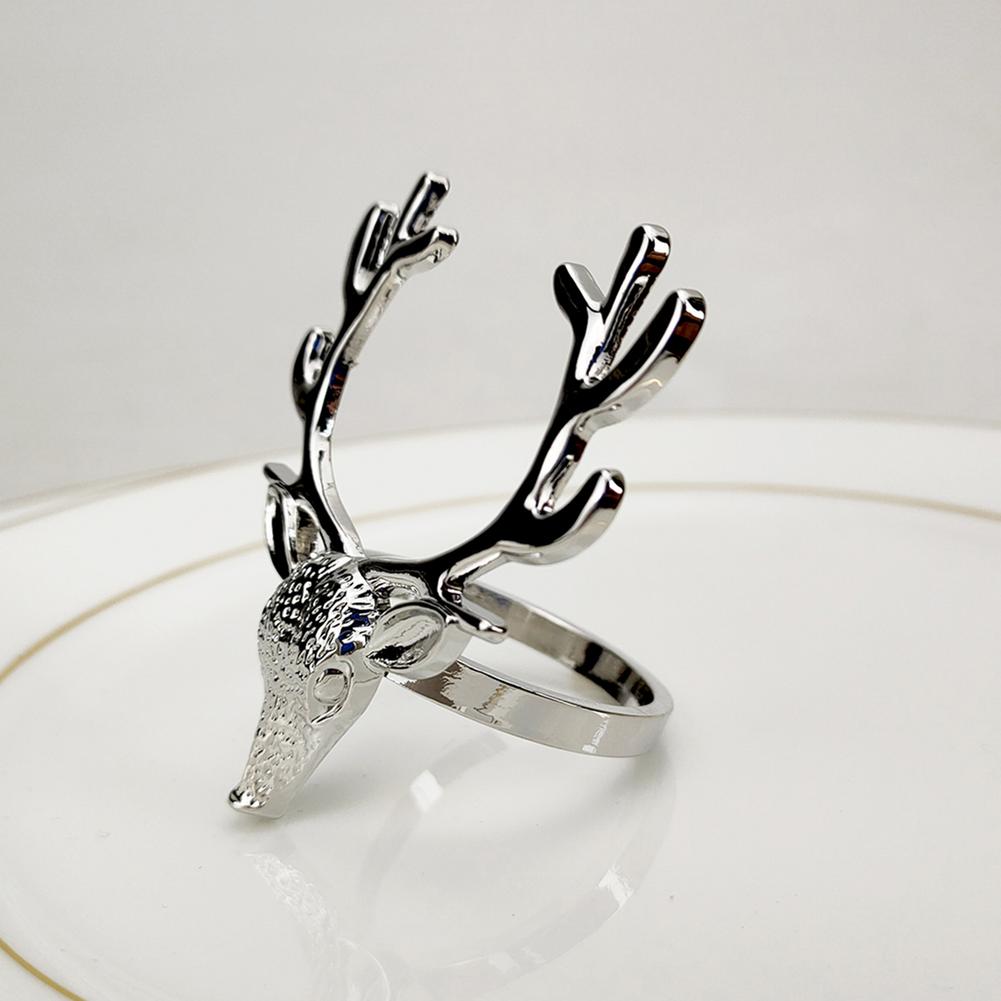 1Pcs Gouden Herten Hoofd Servet Gesp Kerst Herten Servetring Hotel Decoratie Doek Gesp Metalen Servetring Desktop Decoratie