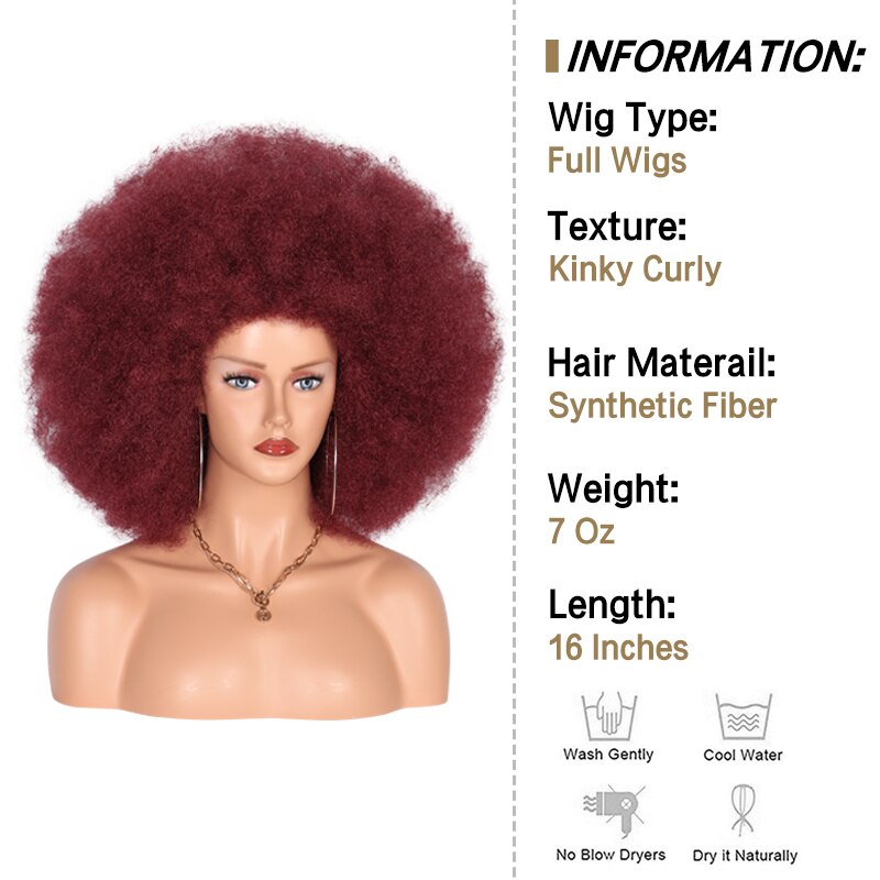 Kalyss 16 Inches Afro Kinky Curly Wigs for Black Women Short Large Bouncy Curly Wigs Soft Premium Synthetic Hair Wigs