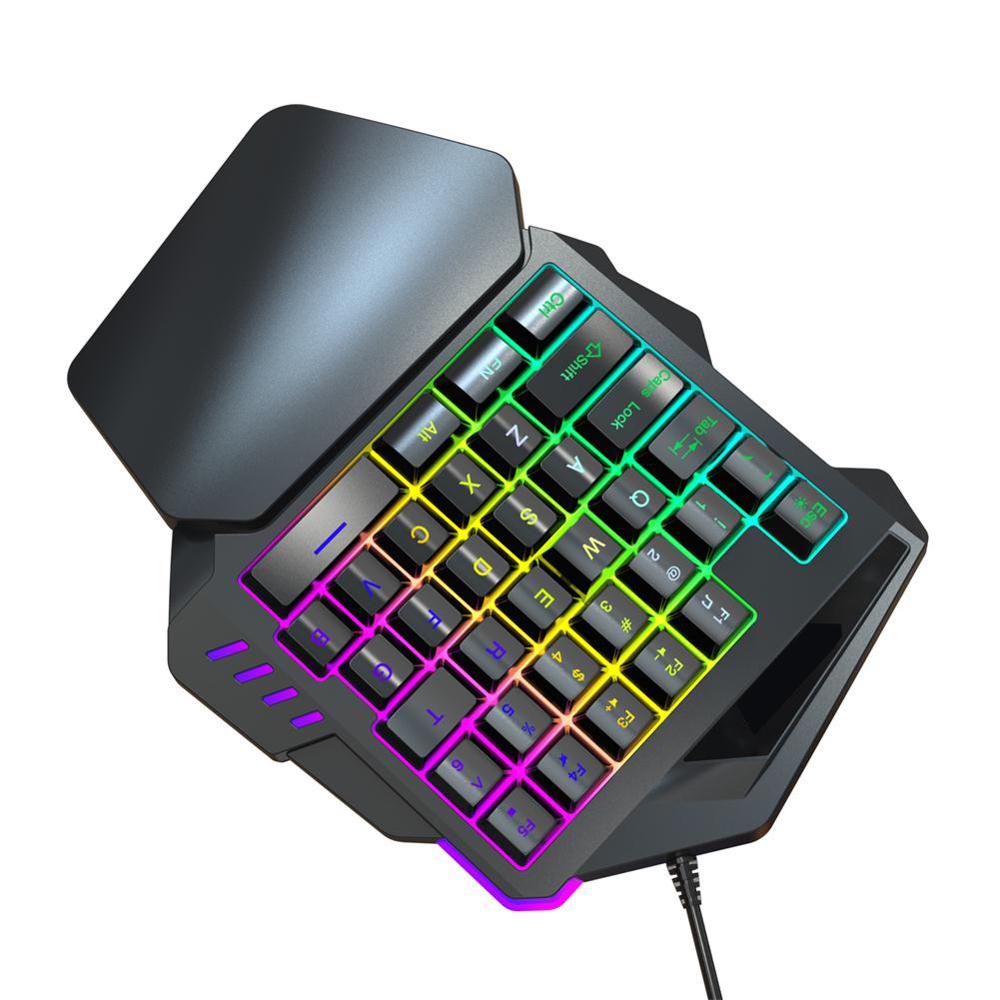 Spielen Tastatur Mechanische 35 Schlüssel Verdrahtete Tastatur LED Mini USB Eine Hand Beleuchtete Tastatur Computer Spiel Für Gamer PC Laptop