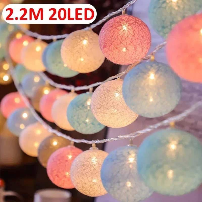 LED-Baumwollkugeln, Lichterkette, Laterne, batteriebetrieben oder USB-betrieben, für Hochzeit, Zuhause, Party, Ornament, Beleuchtung, Stacheln, Weihnachtsdekoration: veränderbar / 300w