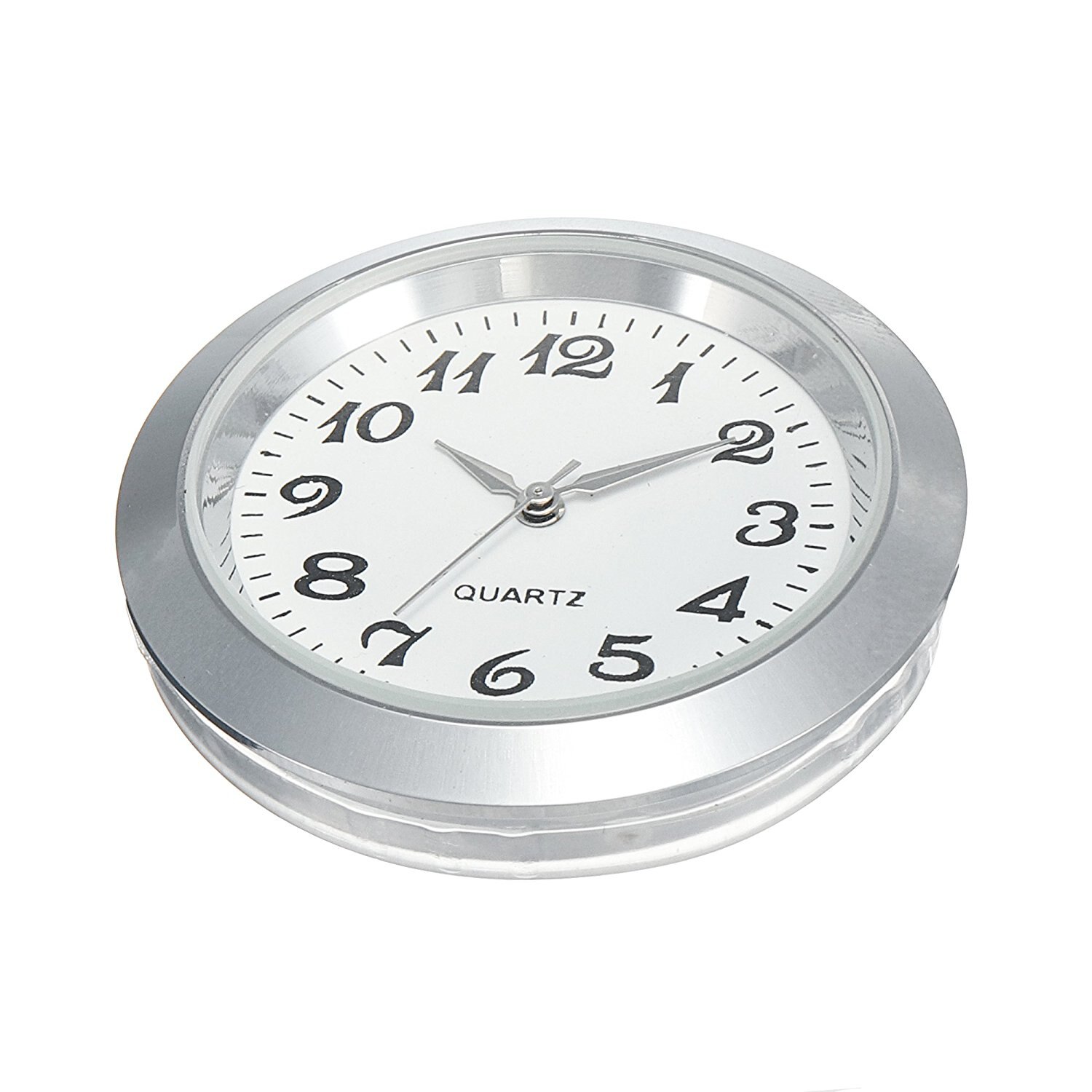 Mini Uhr Einsatz Quarz Bewegung Runde 1 7/16 "(35mm) miniatur Uhr Passen Weiß Gesicht Silber Tonne Lünette Arabischen Ziffern