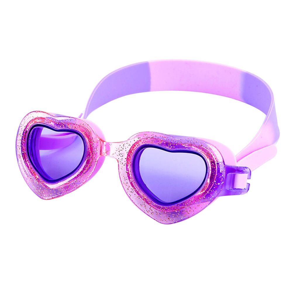 1 Pc Silicone Swimming Goggles Heart-shaped Swim Glasses Waterproof Anti-fog HD Swim Goggle for Kids Teens Toddlers (Purple)