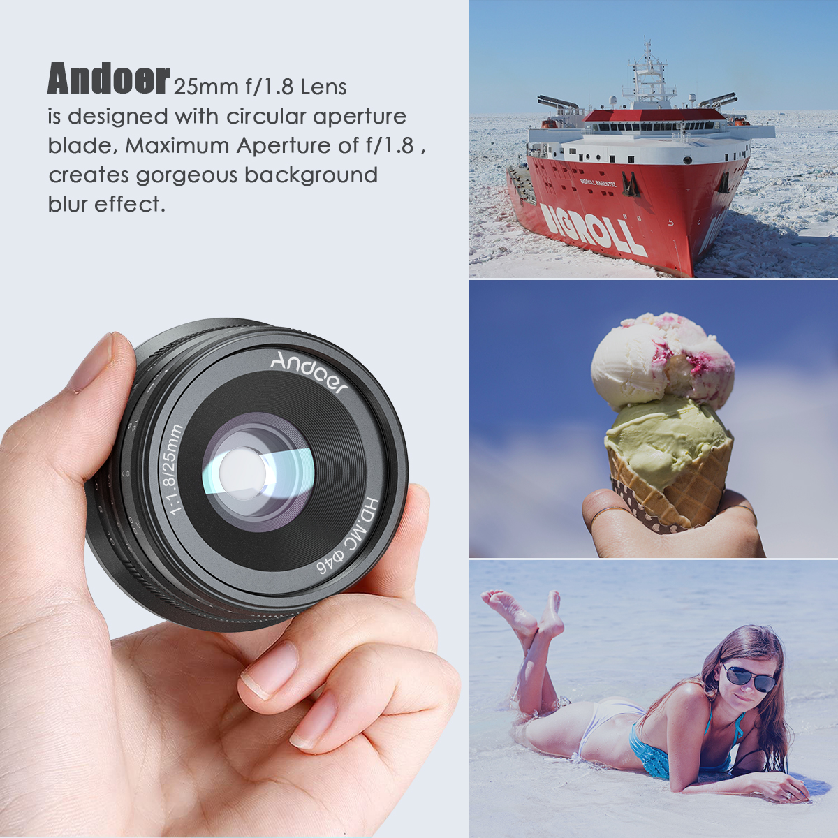 Andoer – objectif de caméra 25mm F1.8 APS-C, mise au point manuelle, grande ouverture, grand Angle, pour Sony E Mount, sans miroir, A7III/A9/NEX 3 3N
