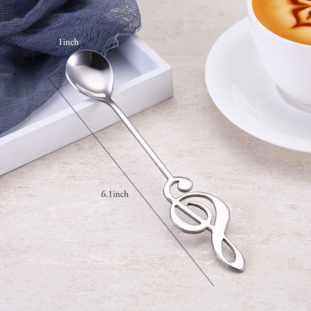 Rvs Koffielepels Spiegel Gepolijst Goud Muziek Symbool Dessert Lepel Koffie Bar Keuken Benodigdheden Thee Accessoires: Mirror silver