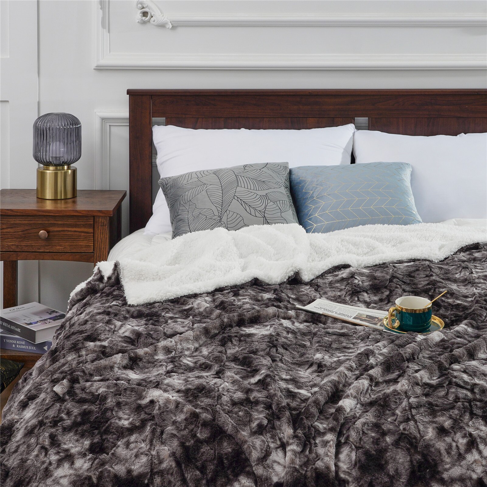 Kasjmier Dikke Sofa Dekens Fleece Sprei Voor Bed Dikker Pluche Dekens Double Layer Thuis Warmer Beddengoed Dekens: Black / 150x200cm