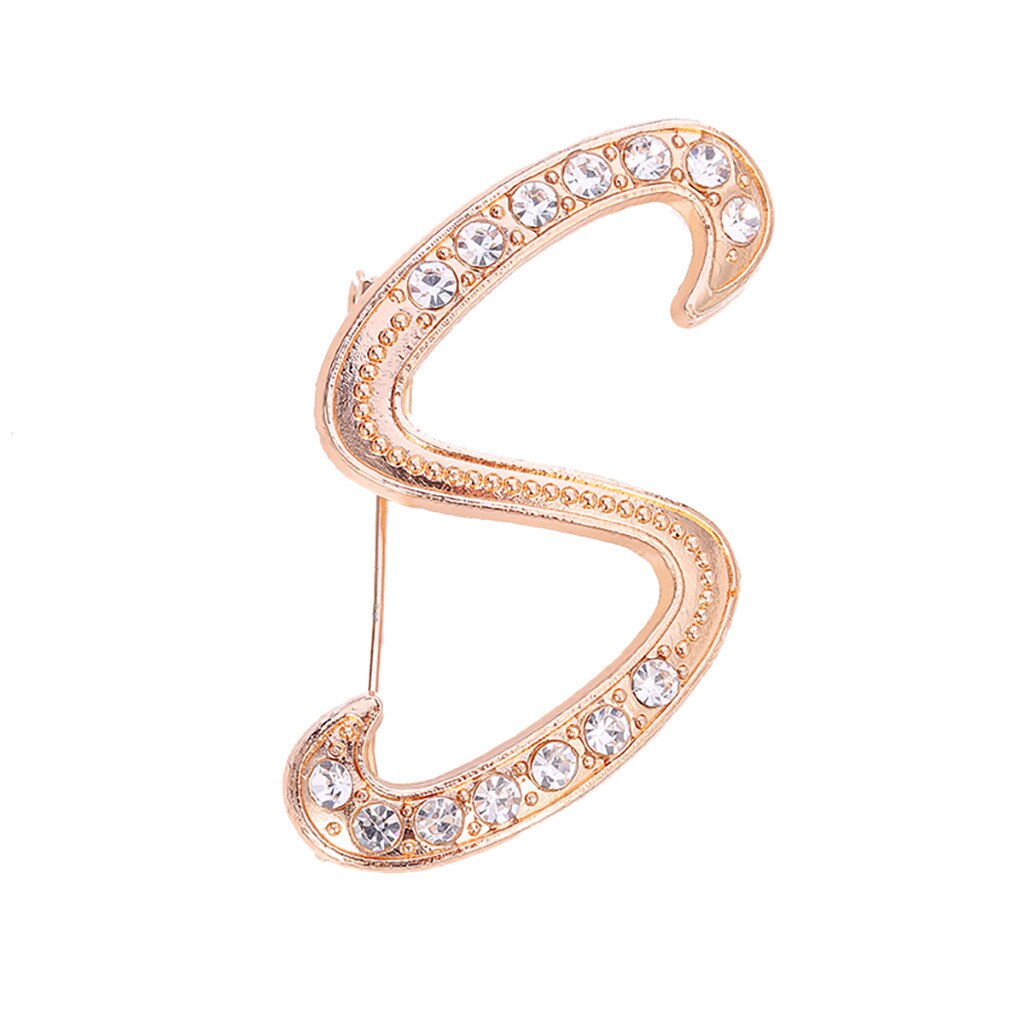 1PC Crystal 26 English Letters Brooch Metal Vintage Women Pin Couple Memorial Jewelry Love Party Garment Accessories #1029