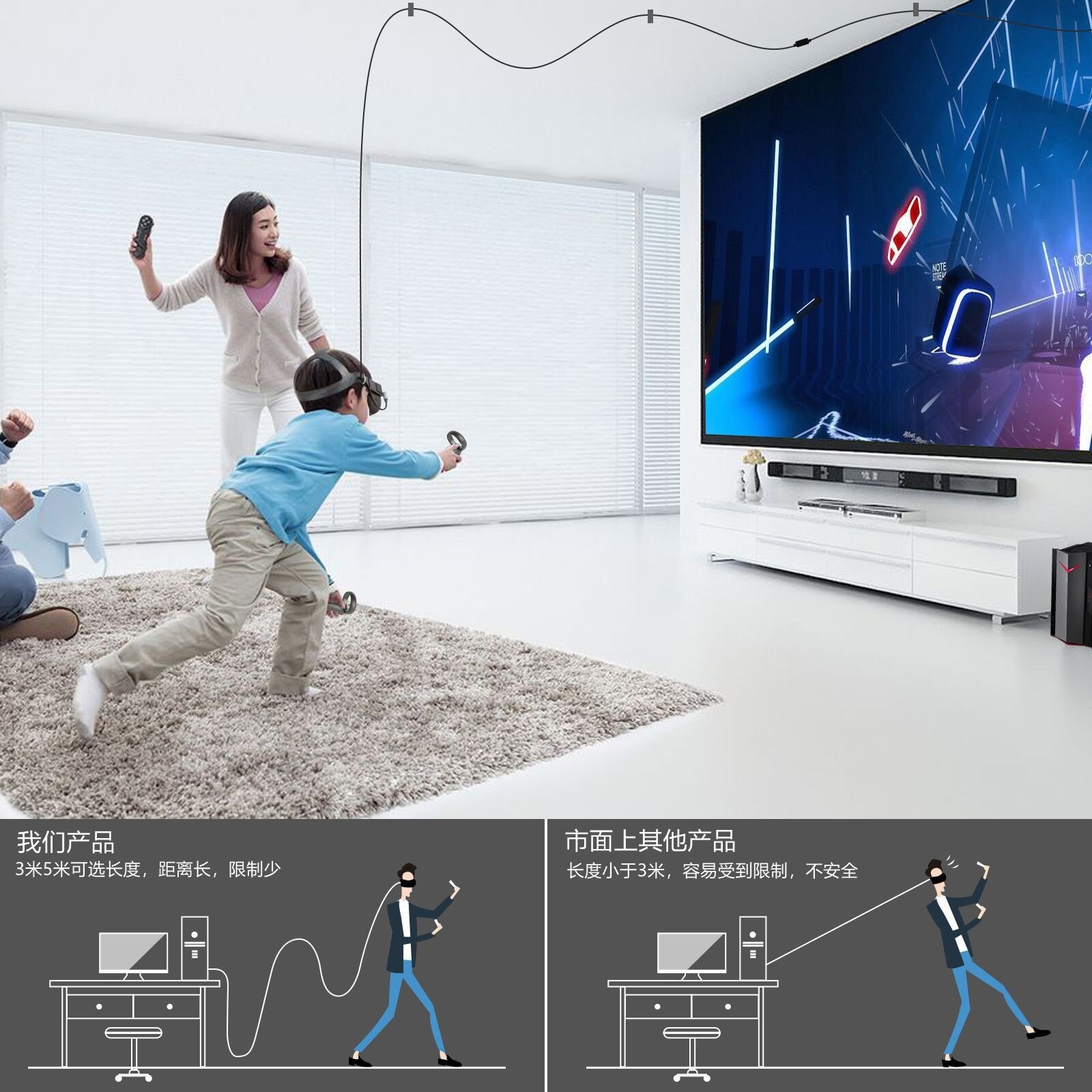 7m 6m 5m til oculus quest 2 link kabel usb 3.2 lynopladningskabler til quest 2 vr data hurtigopladninger vr headset tilbehør