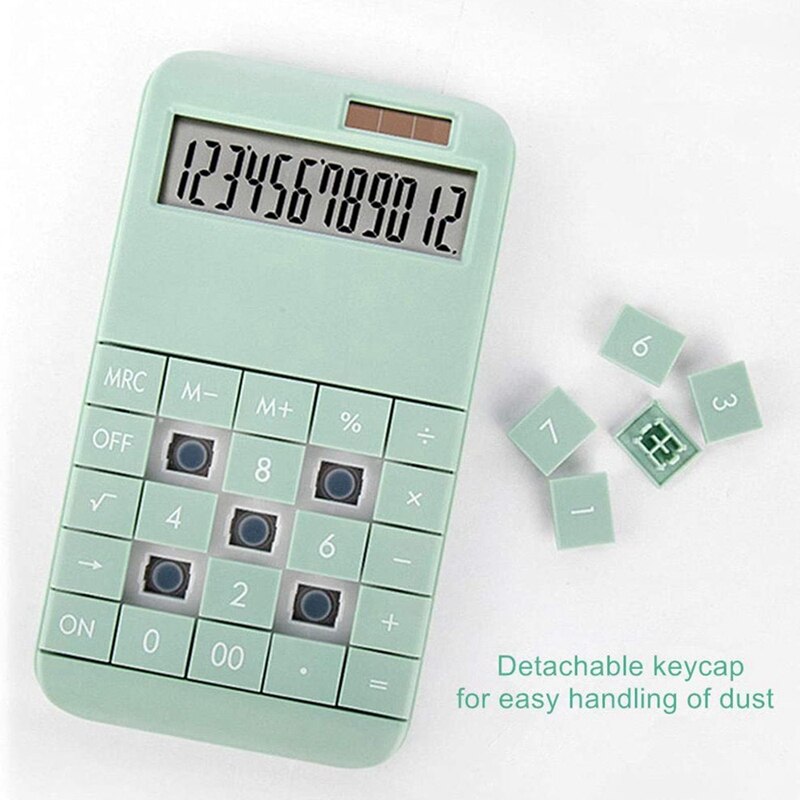 Calculator Slim, Dual Powered Desktop Calculator, Solar Power Calculator , 12 Digits LCD Display