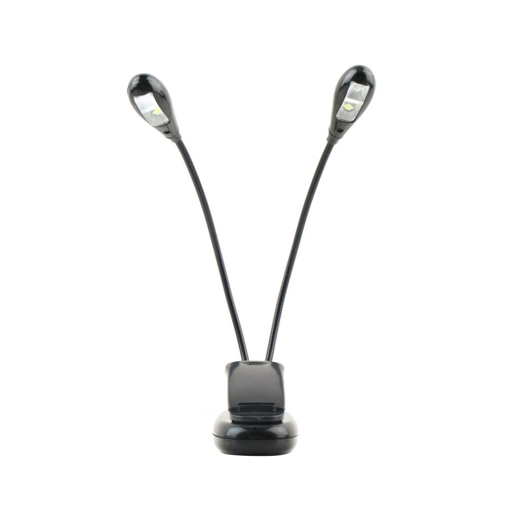 Icoco justerbare svanehalse 2 dobbelte fleksible arme 4 led clip-on lys lampe bordlampe bordlampe til klaver nodestand bog