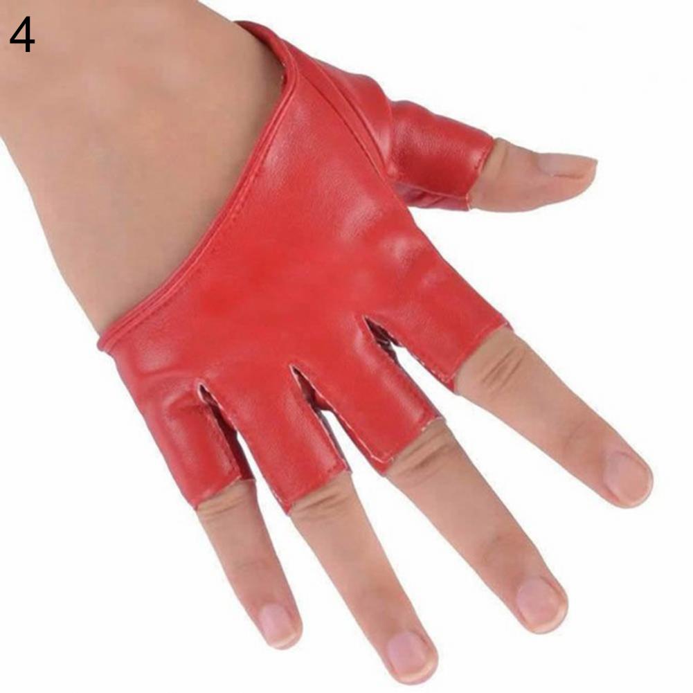 Gloves Women Ladies Half Finger Faux Leather Short-Figures Gloves Half Palm