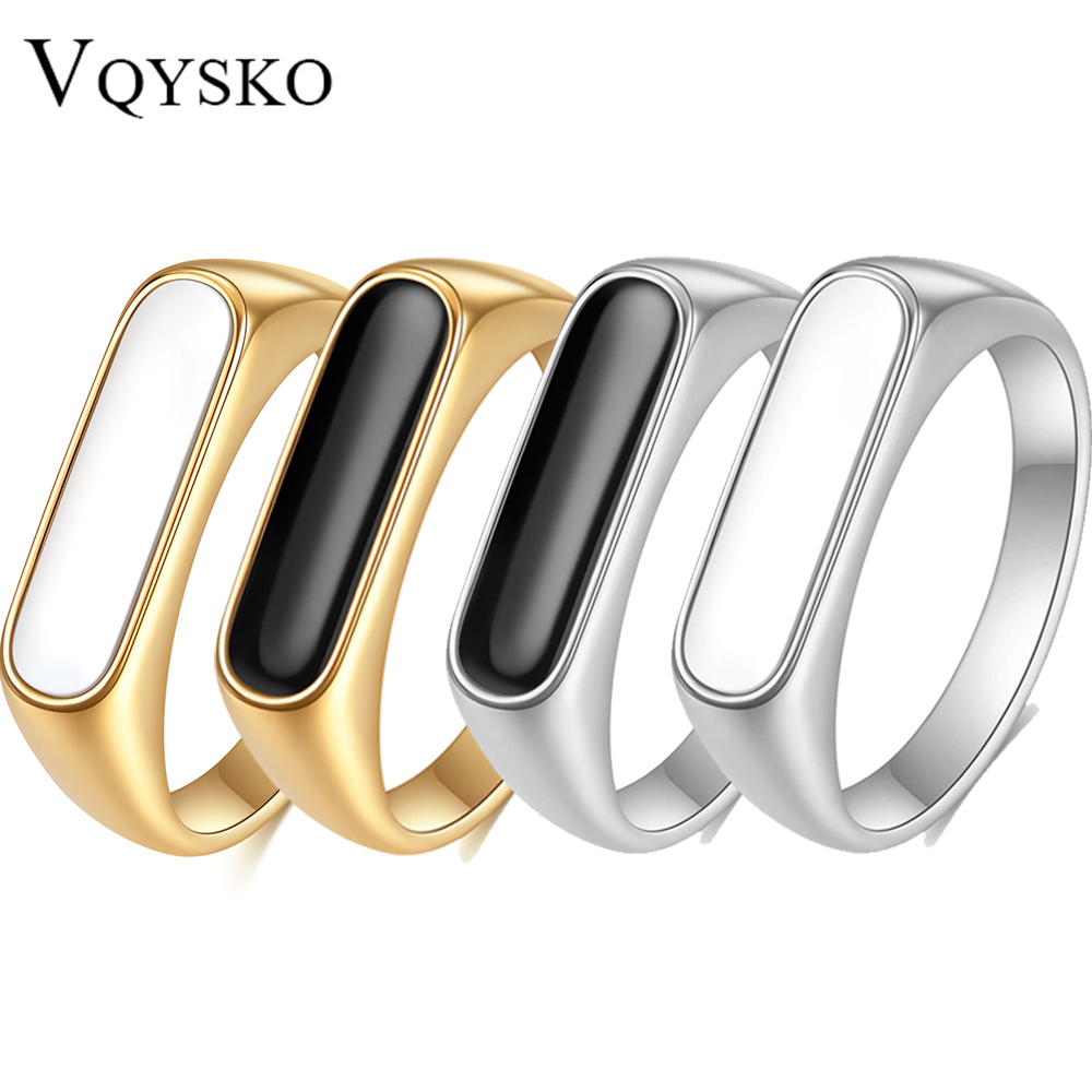 VQYSKO Anillo de nácar resistente al agua sin deslustre, anillo de sello, barra delicada, hermoso para ella, joyería grapa