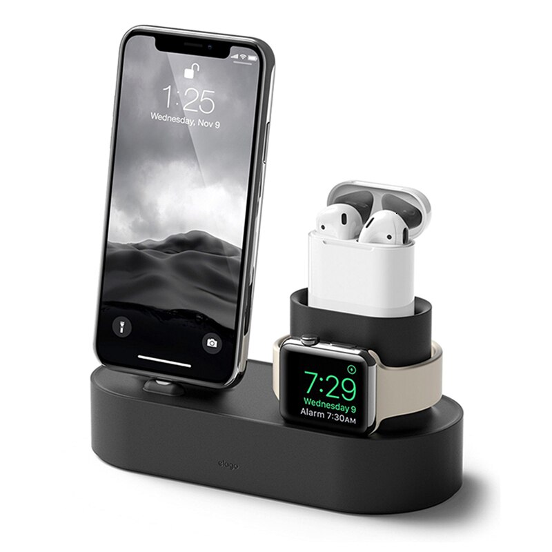3 in 1 Charging Dock Holder For iPhone X XR XS Max 8 7 6 Silicone Charger Stand for Apple Watch AirPods Charging Station Docking