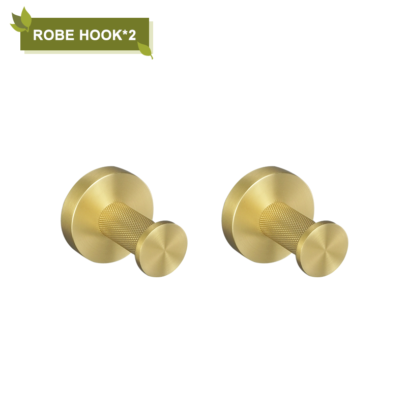 Accesorios de baño de oro cepillado, soporte de toalla, soporte de taza, colgador de anillo de toalla, soporte de papel, soporte de cepillo de inodoro, gancho para abrigo: Negro