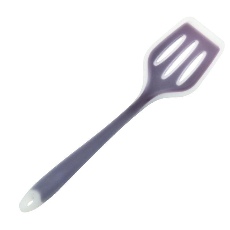 Korean Version Non Stick Silicone Pot Shovel Cooking Spatula Fried Shovel Flexible Silicone frying Pan Turner Spatula: Puprle  White