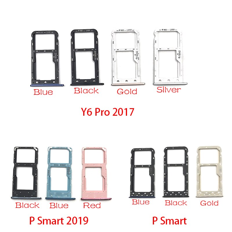 5 Stks/partij Micro Nano Sim Card Holder Tray Slot Houder Adapter Socket Voor Huawei Y7 Y6 Pro P Smart