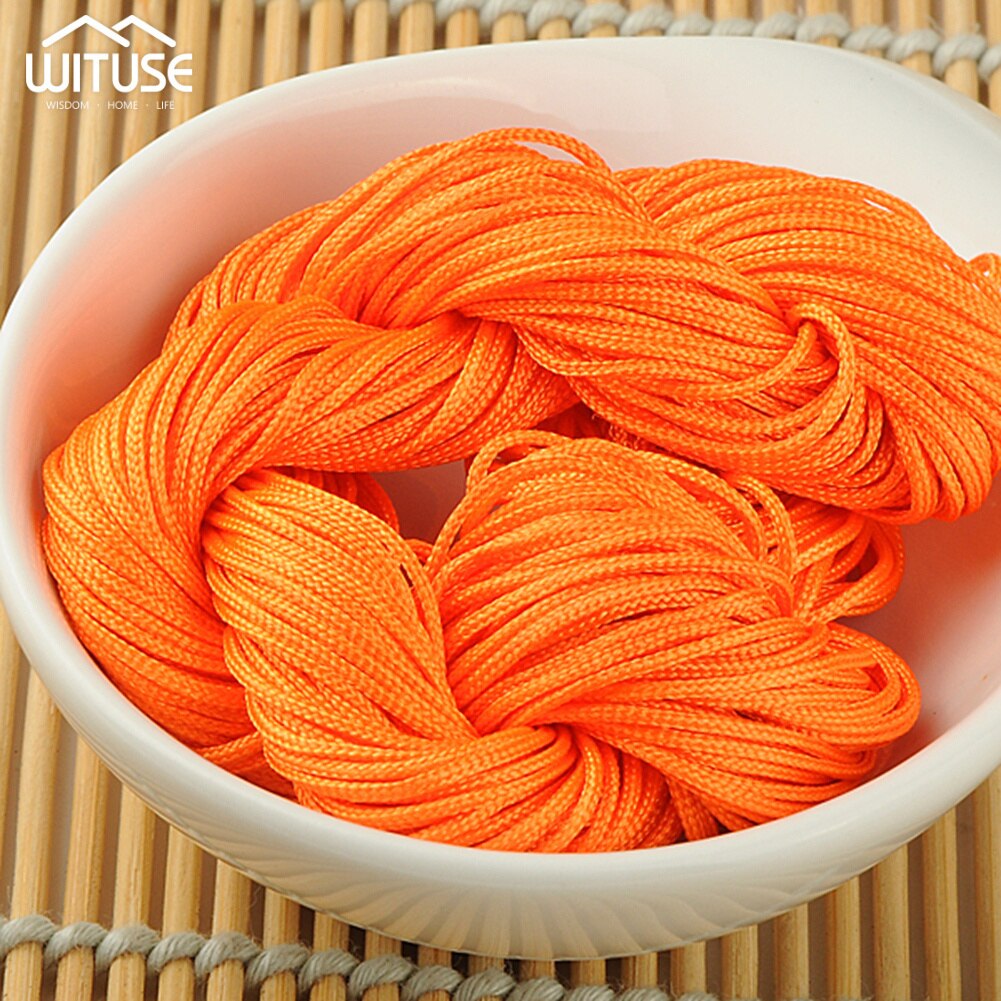 16 färg 10m 1.5mm nylon sladd tråd kinesisk knut makrame sladd armband flätat snöre gör-det-själv tofs pärlstav shamballa trådtråd: Orange