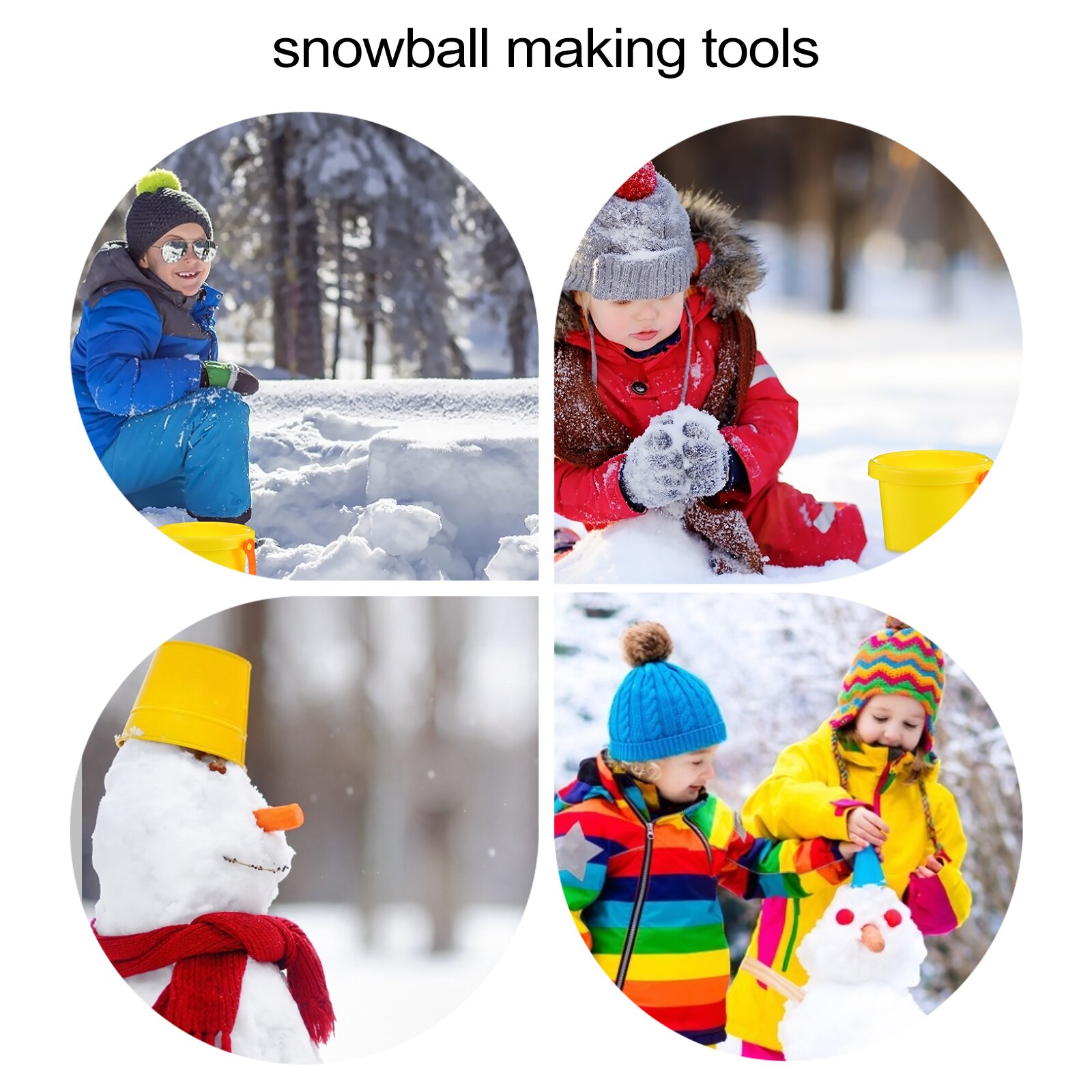 1 ensemble neige jeu accessoires boule de neige pince bonhomme de neige moule outil neige seau (couleur aléatoire)