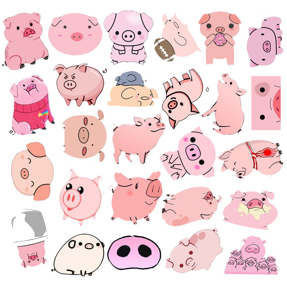 10/50Pcs Roze Varken Stickers Kawaii Little Pig Stickers Diy Fotoalbums Auto Koffer Laptop Skateboard Sticker decal