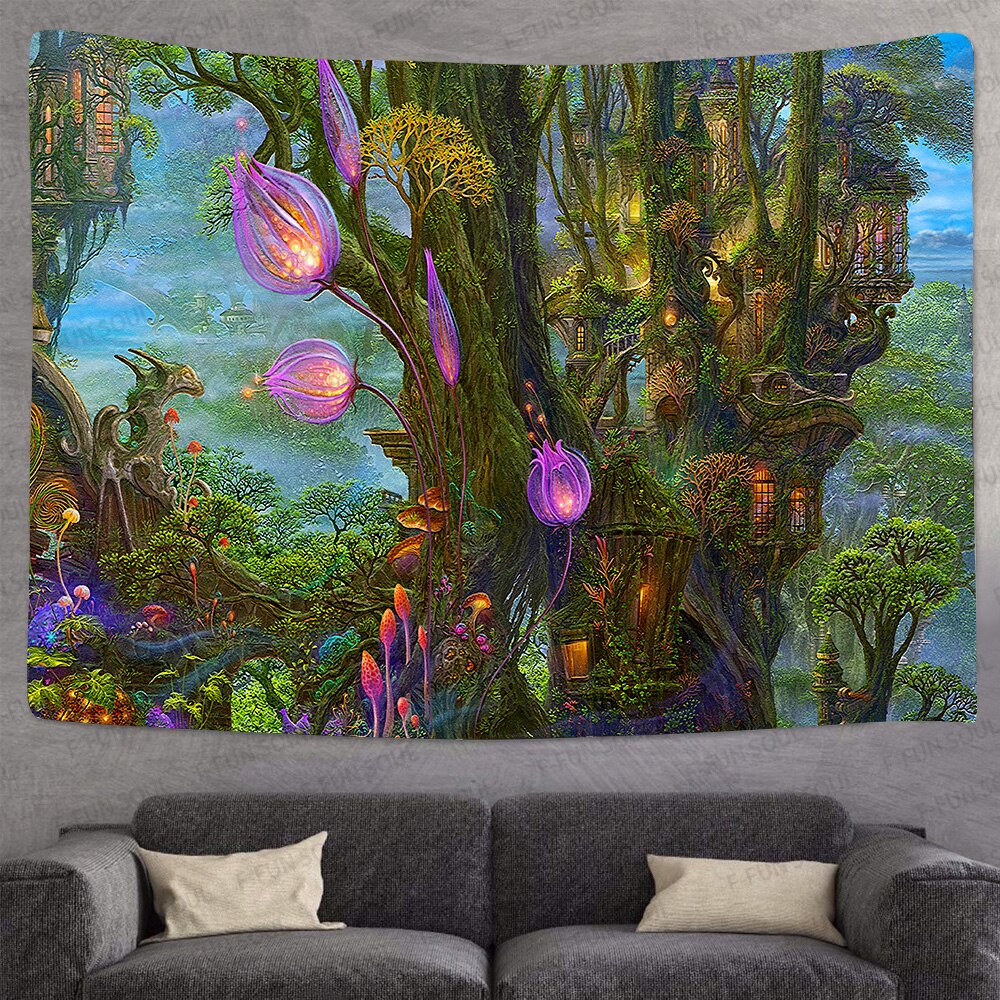 Simsant psykedelisk skovtræ tapestry livets træ kunsthængende gobeliner til stue hjem sovesal indretning: 2 tgtzyfs 400