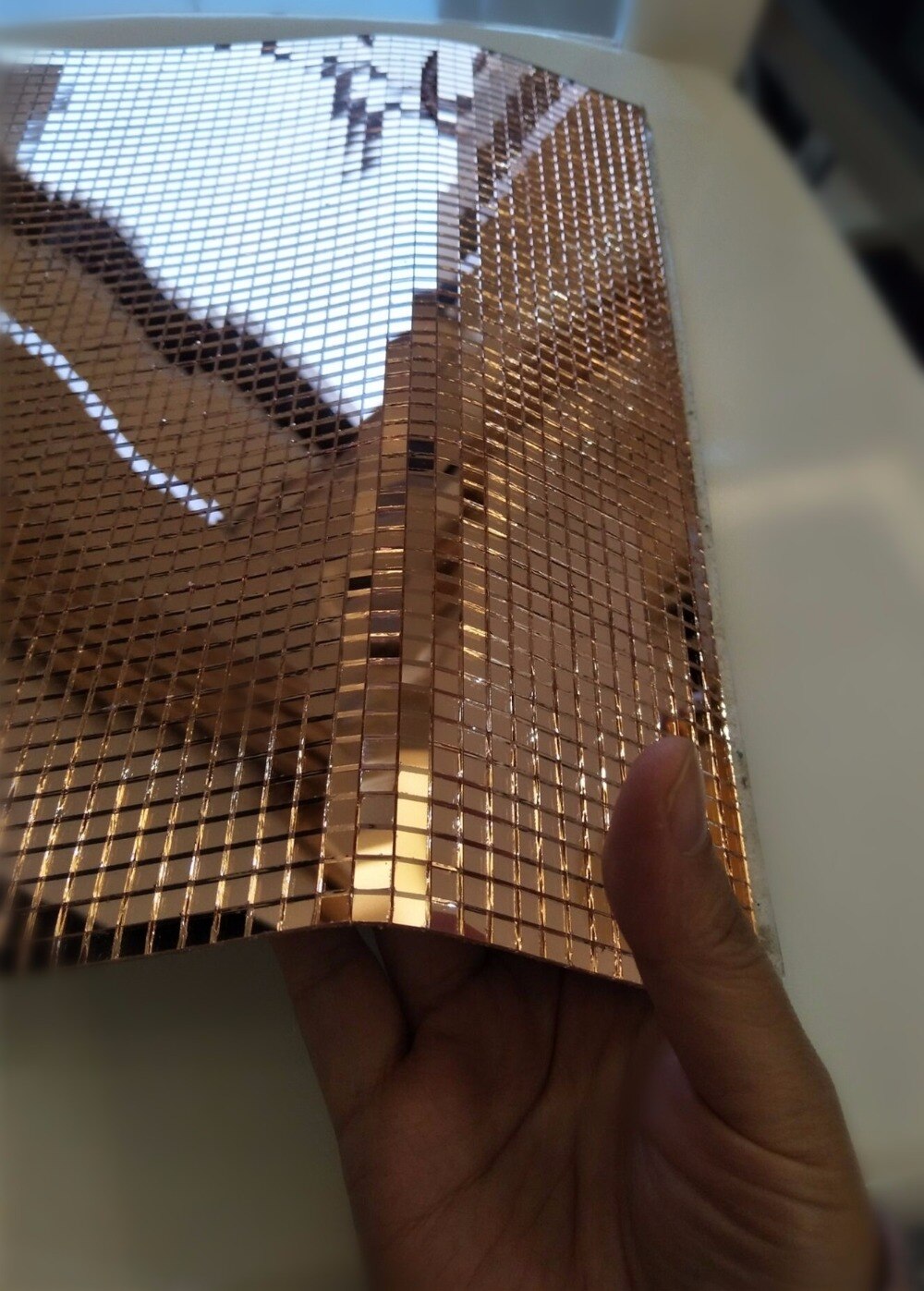 Rose guld selvklæbende ægte glas spejl fliser håndværk, farvede mini firkantede spejle mosaik fliser til diy projekter