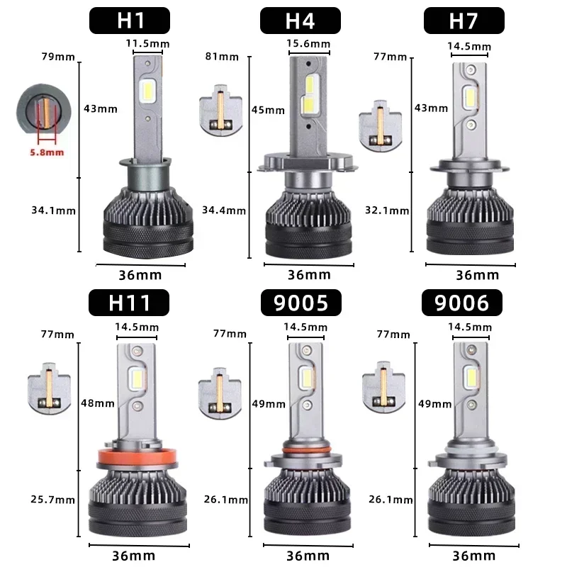 DAWNKNIGHT-Lámpara Led K5C 4300K 110W H7 H4, tubo doble de cobre 3000K, luces Led para coche H1 H11 HB3 9005 HB4 9006, Bombilla de faro Led