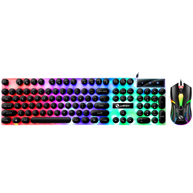 Keyboard and Mouse Set Punk Retro Keyboard Backlit Game USB Wired Suspension Keyboard and Mouse Set