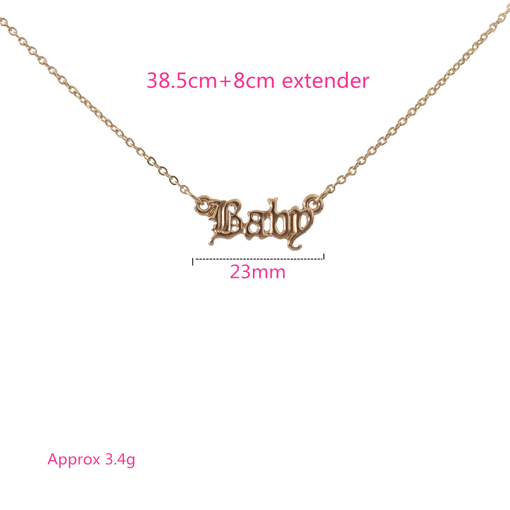 Arrivals Girly Gold Color Baby Honey Merci Angel Amor Babygirl Letter Necklace Old english Gothic Women Delicate Jewelry