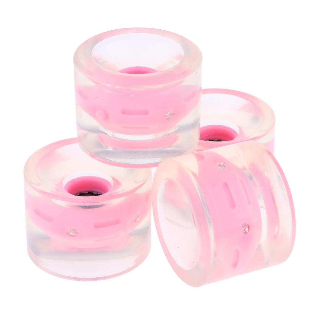 4 skateboard wheels, 70mm, 78a, PU, ​​flashing, light up, spare wheels: Pink