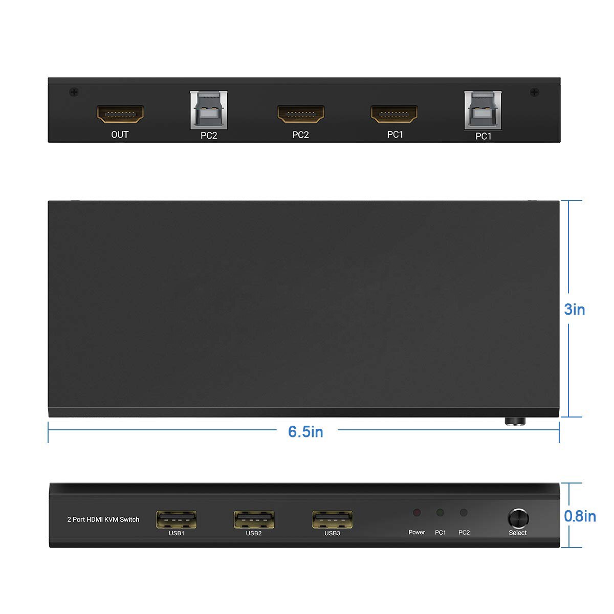 Rocketek 2 port KVM switch 3 USB 2.0 HDMI 4K 30Hz Splitter Printer Mouse Keyboard Share Switcher Box Computer Controller Adapter