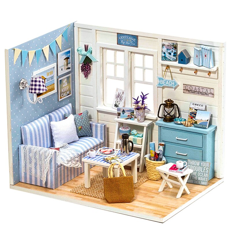 Poppenhuis Meubels Diy Miniatuur 3D Houten Miniaturas Poppenhuis Speelgoed Voor Kinderen Verjaardagscadeautjes Casa Kitten Dagboek H013: H016