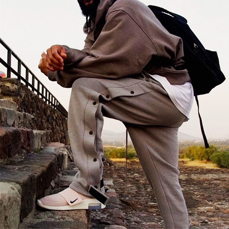 Pantalon de Jogging surdimensionné en coton pour homme, large, , sport, Jogging, gris, hiver, jambes amples, Baggy, Hip Hop