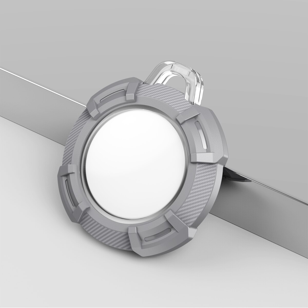360 ° copertura protettiva di protezione completa per Apple AirTag custodia paraurti antiurto in Silicone in fibra di carbonio per AirTag fibbia anti-perso: GRAY