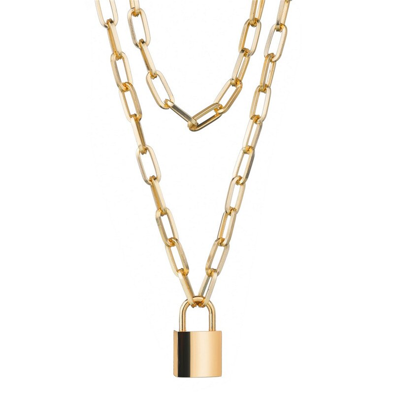 LETAPI Persoonlijkheid Cross Lock Metalen Multilayer Hip hop Lange Chain Cool Eenvoudige Ketting Voor Vrouwen mannen Sieraden