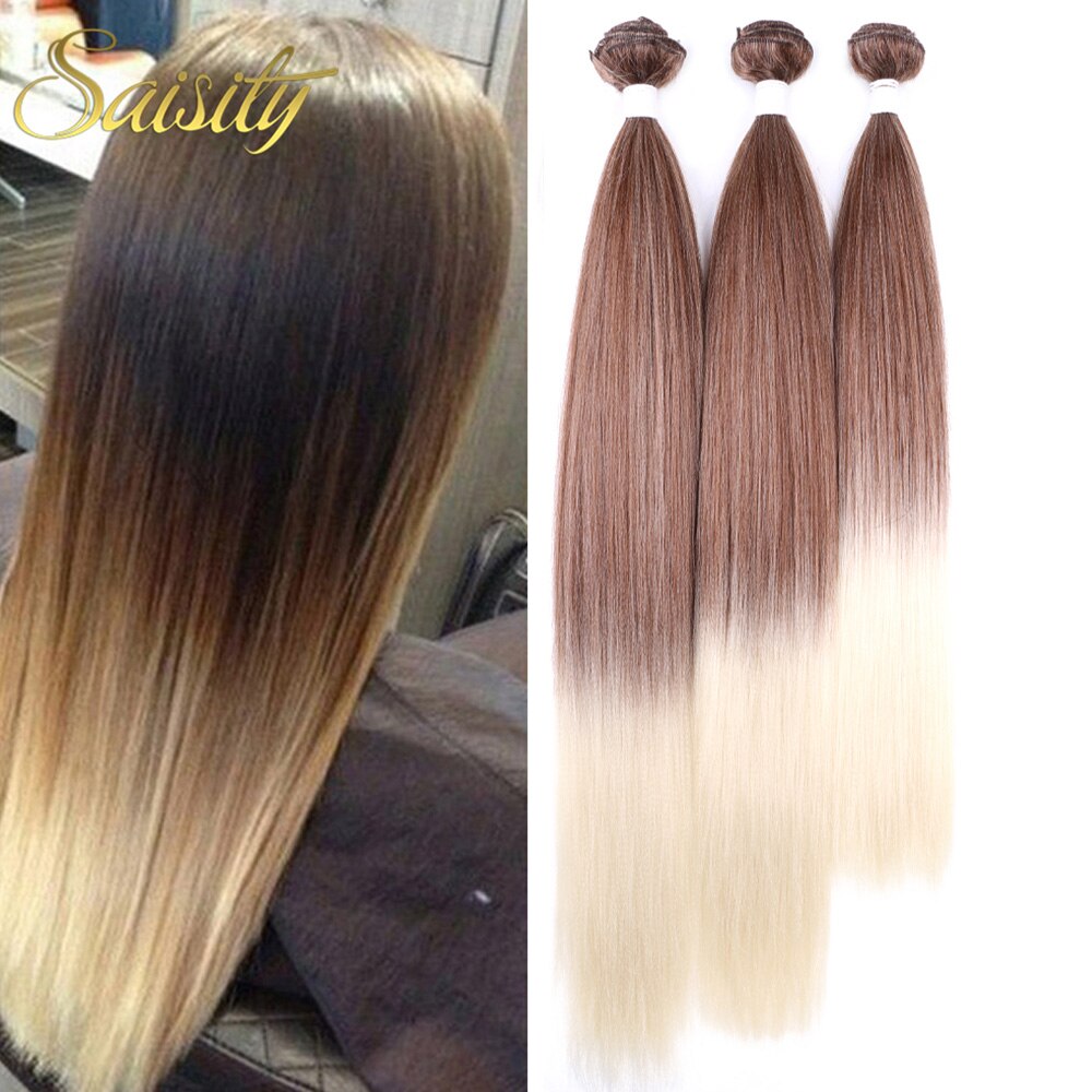 Saisity Weaving 26 Inch High Temperature Fiber Straight Synthetic Weave 3 Pcs/lot Natural Yaki Hair Bundles Black Long Hair