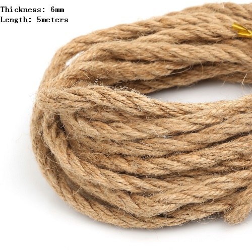 2/4/6mm säckväv band 5m/ parti naturligt hessian jute garn rep för diy rustik bröllop julfest dekoration tillbehör: 6mm 5 meter
