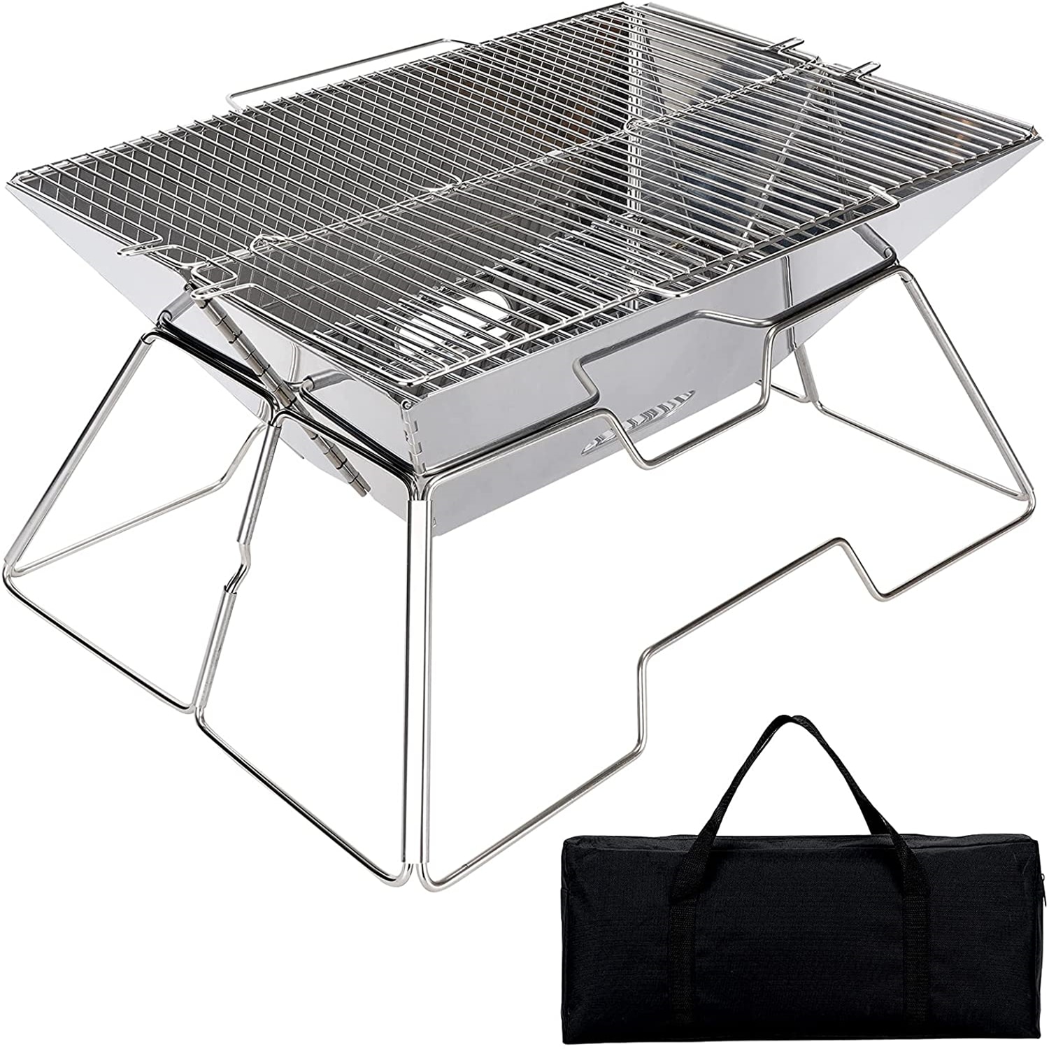 Portable Camping BBQ Grill Camping Furnace Stainless Steel Folding bbq stove MiNi Barbecue Oven For Picnic Camping Supplies: Default Title
