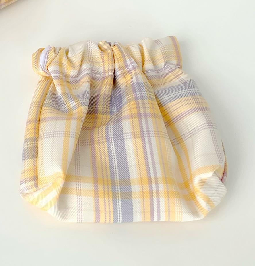 Portamonete Vintage giapponese semplice Mini Plaid retrò Plaid carino Mini custodia per ragazze borsa per donna Mini astuccio a contrasto: Yellow Plaid 1