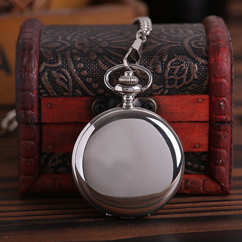 Glatte und helle retro offene tasche uhr, weiß Digital silber taschenuhr mit halskette taschenuhr