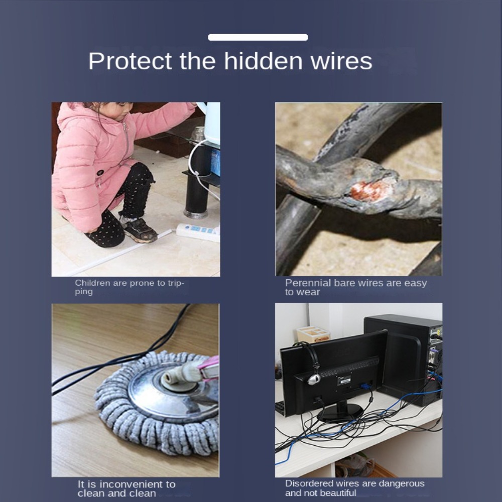 Samoprzylepna trójkątna osłona przewodu przedłużającego osłona kanału okablowania anty-właczana osłona przewodu podłogowego osłona kabla zasilającego