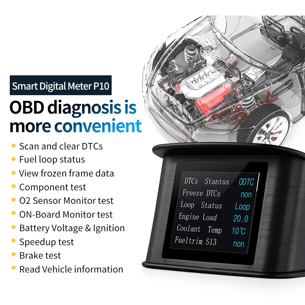 Hud obd 2 bilmålere auto speedometer head up display indbygget computer overhastighed alarm brændstofforbrug temperatur advarsel