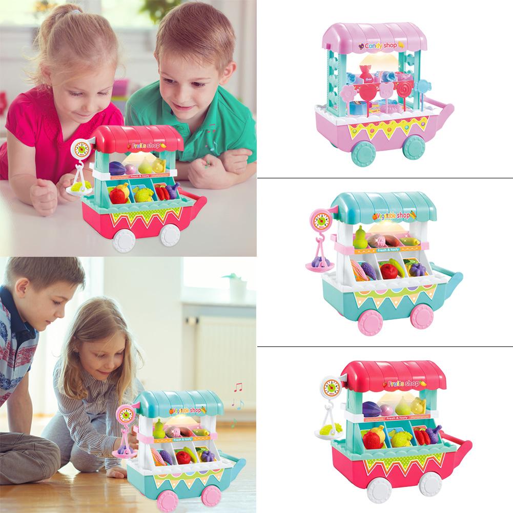 Mini carrito de golosinas para niños, resistente al medio ambiente ABS 19 juegos de bricolaje con música ligera