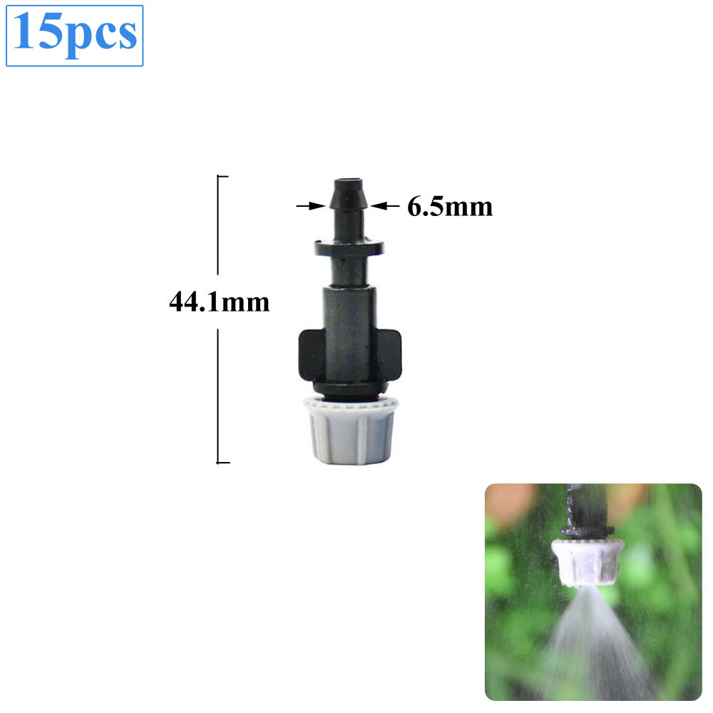 Micro Drip Irrigation Misting Nozzle Adjustable Spray Cooling Sprinkler 1/4 Tee Barb Connector For Garden Greenhouse: Light Grey