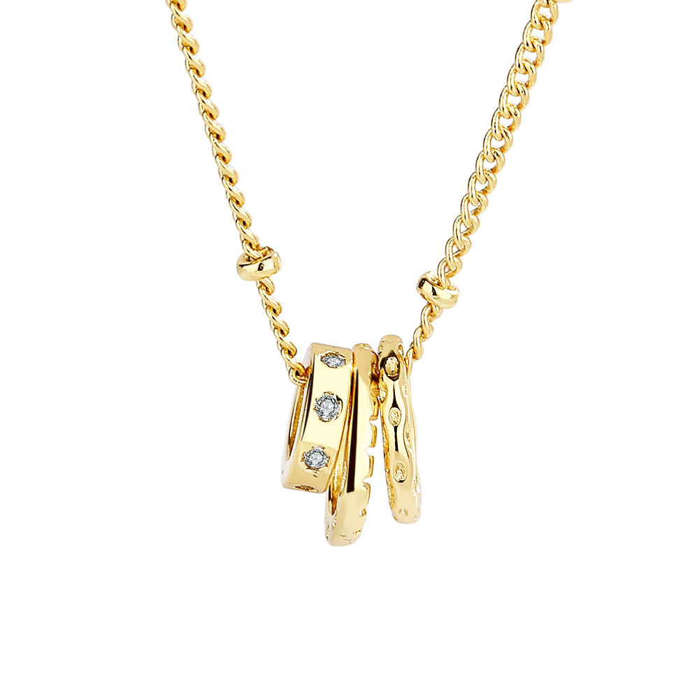Collana color argento per donna Zircle 3 cerchi Catena Chocker Chirstamas Regalo Fine Jewery